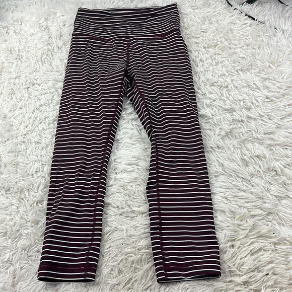 Lululemon Wunder Under Crop (High-Rise) *Luxtreme 21" Parallel Stripe Dark Adobe - Picture 1 of 5